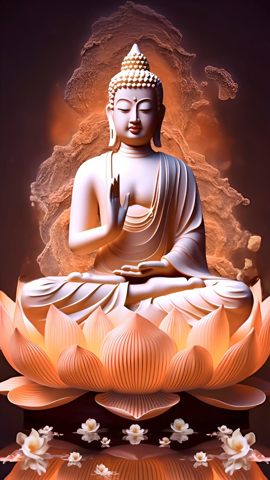 Buddha meditating on a lotus flower