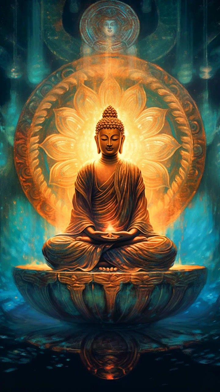Buddha meditating on a lotus flower