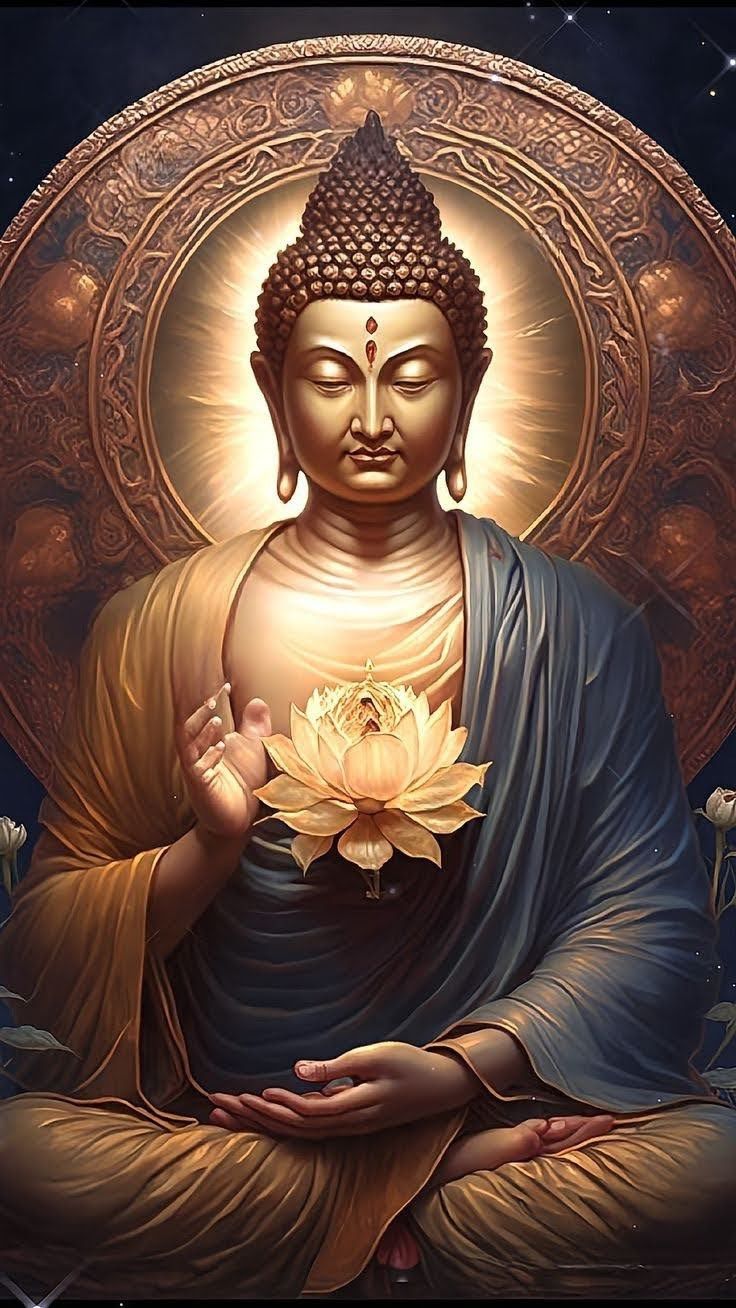 Buddha holding a lotus in meditation