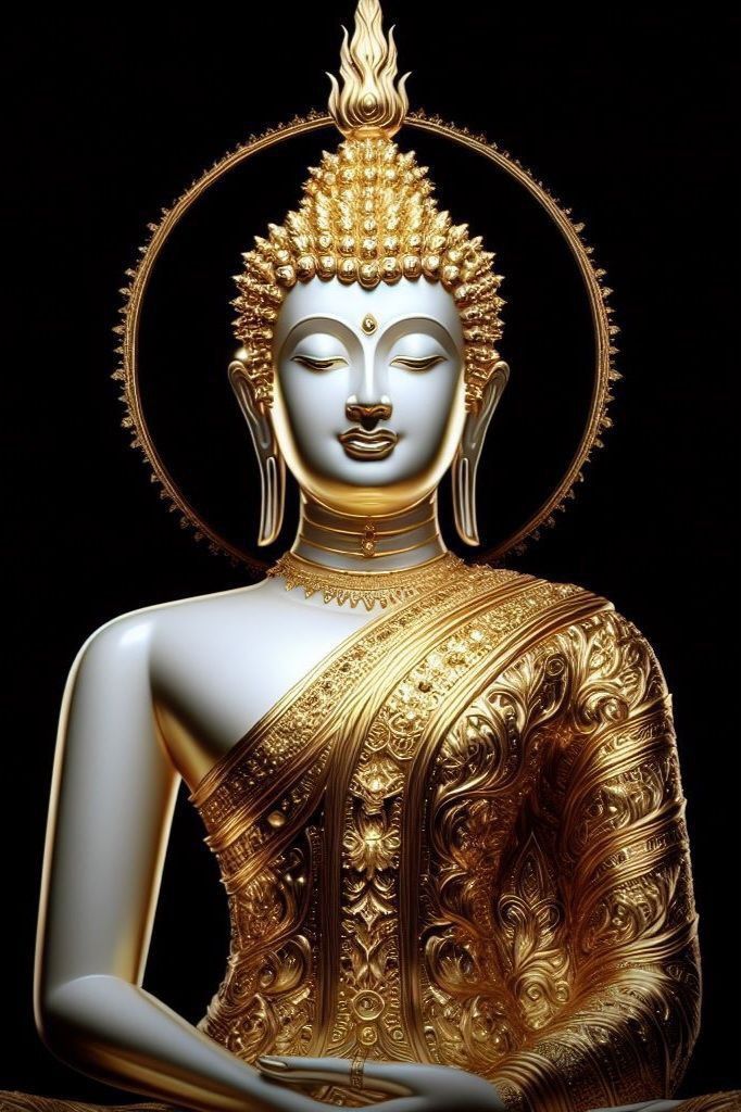 Golden Buddha portrait serene meditation image
