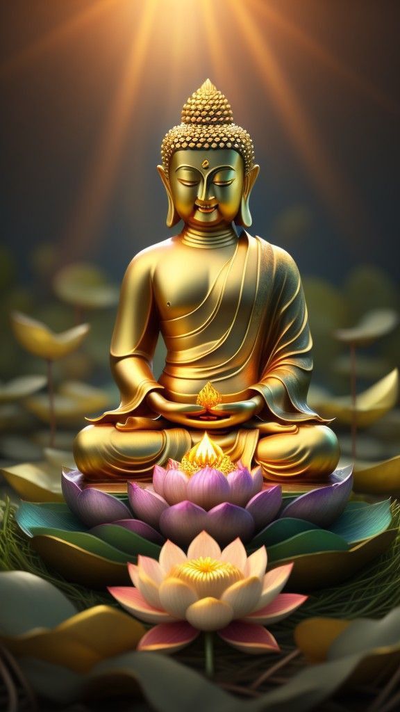 Buddha meditating on a lotus flower