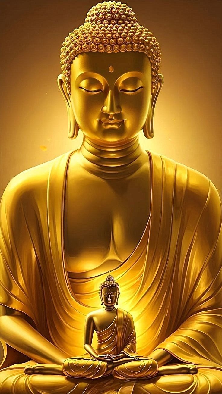 Golden Buddha in peaceful meditation pose