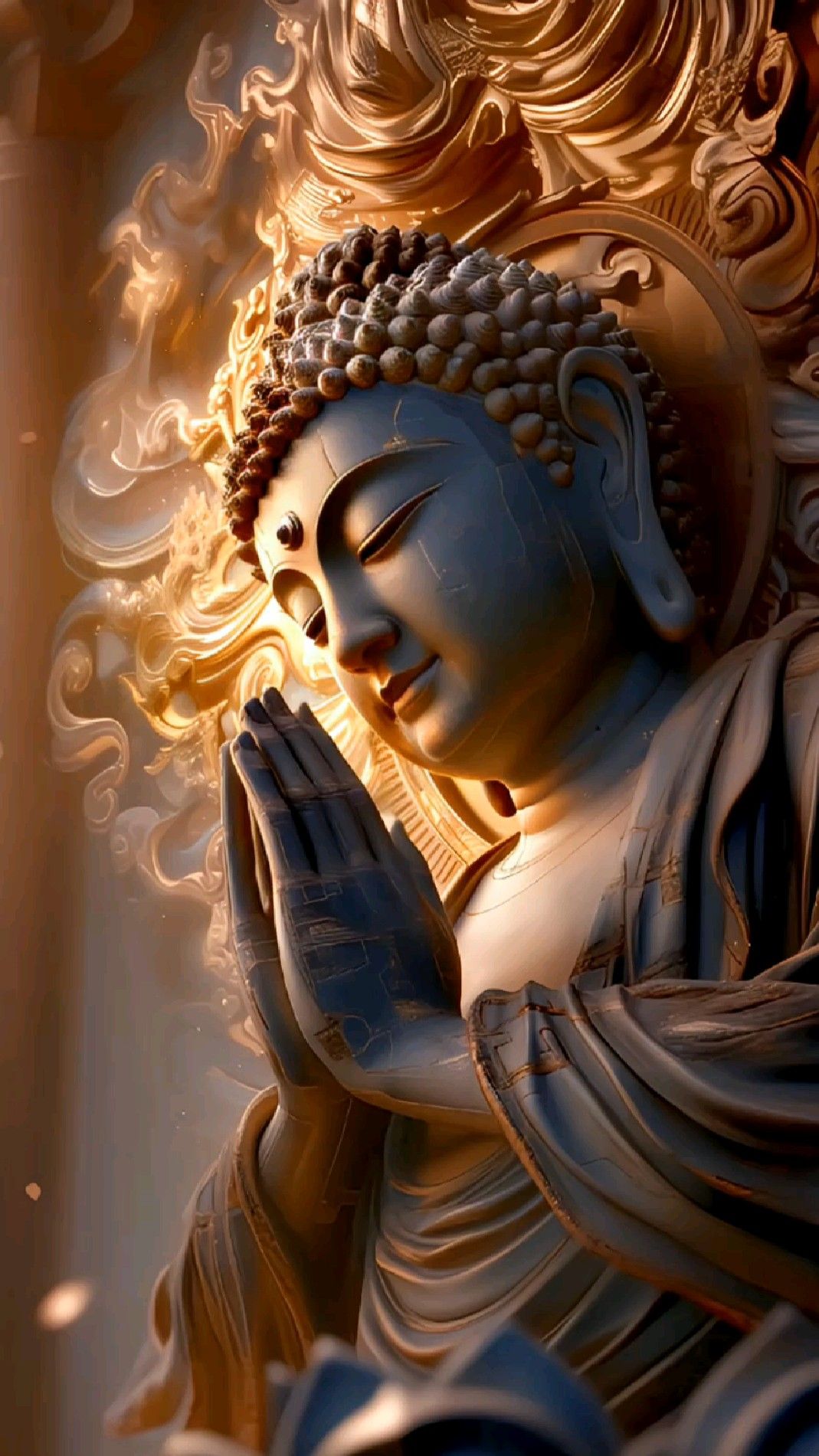 Buddha in golden, peaceful reverie