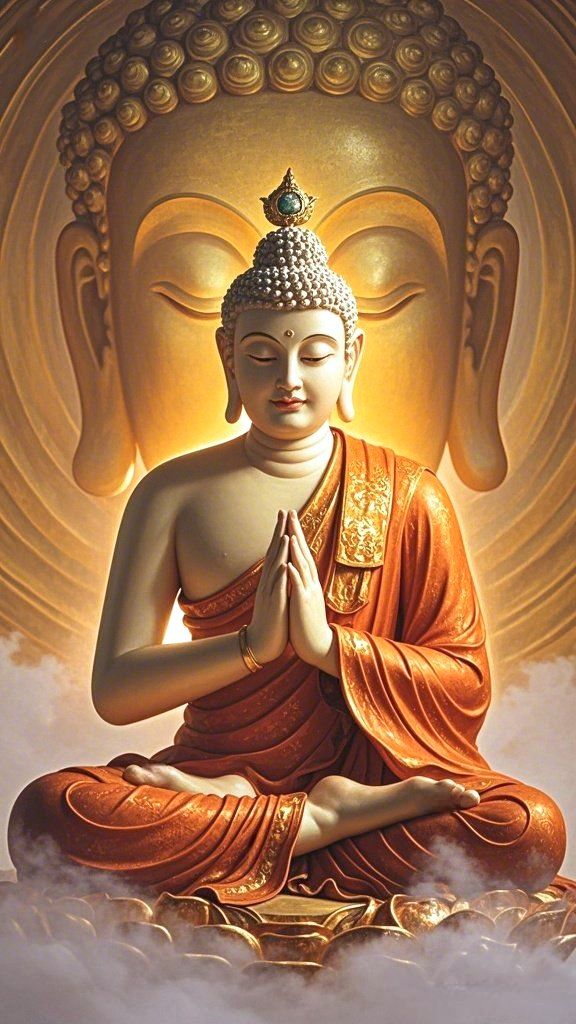 Buddha meditating in a peaceful pose