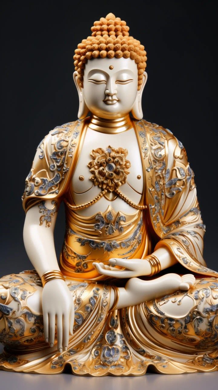 Golden Buddha statue in meditative pose