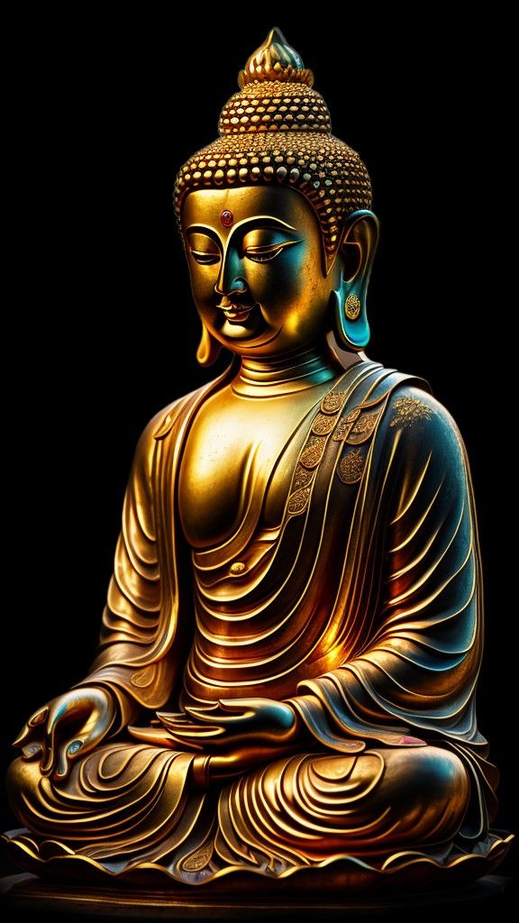 Golden Buddha in peaceful meditation pose