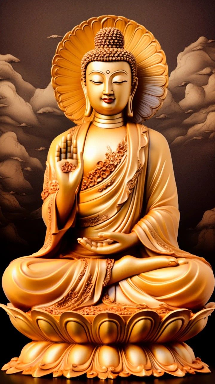 Golden Buddha seated in lotus position