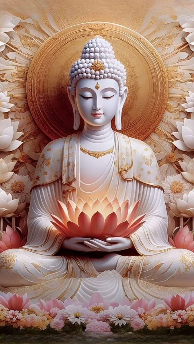 Buddha meditating on a lotus flower