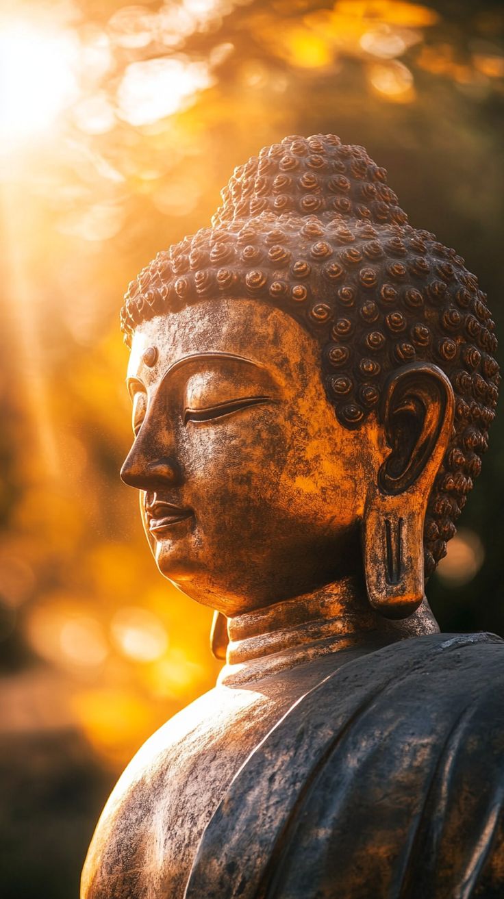 Golden Buddha statue in peaceful meditation