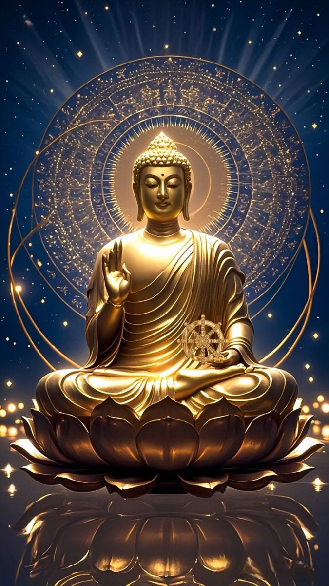 Golden Buddha seated in meditation pose