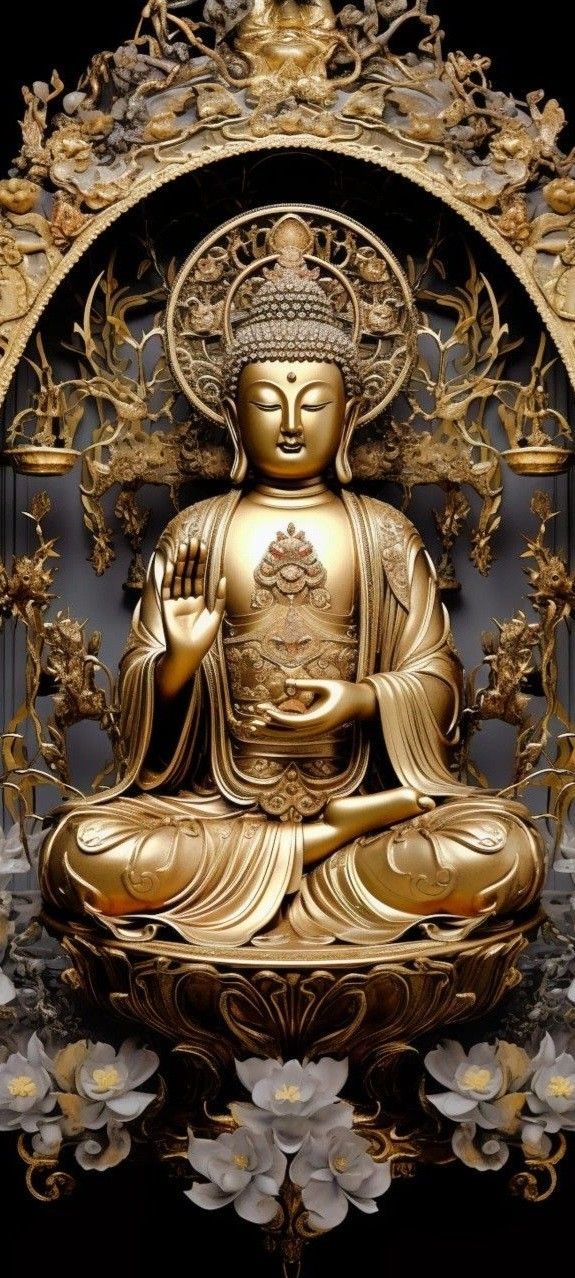 Golden Buddha in meditative pose.