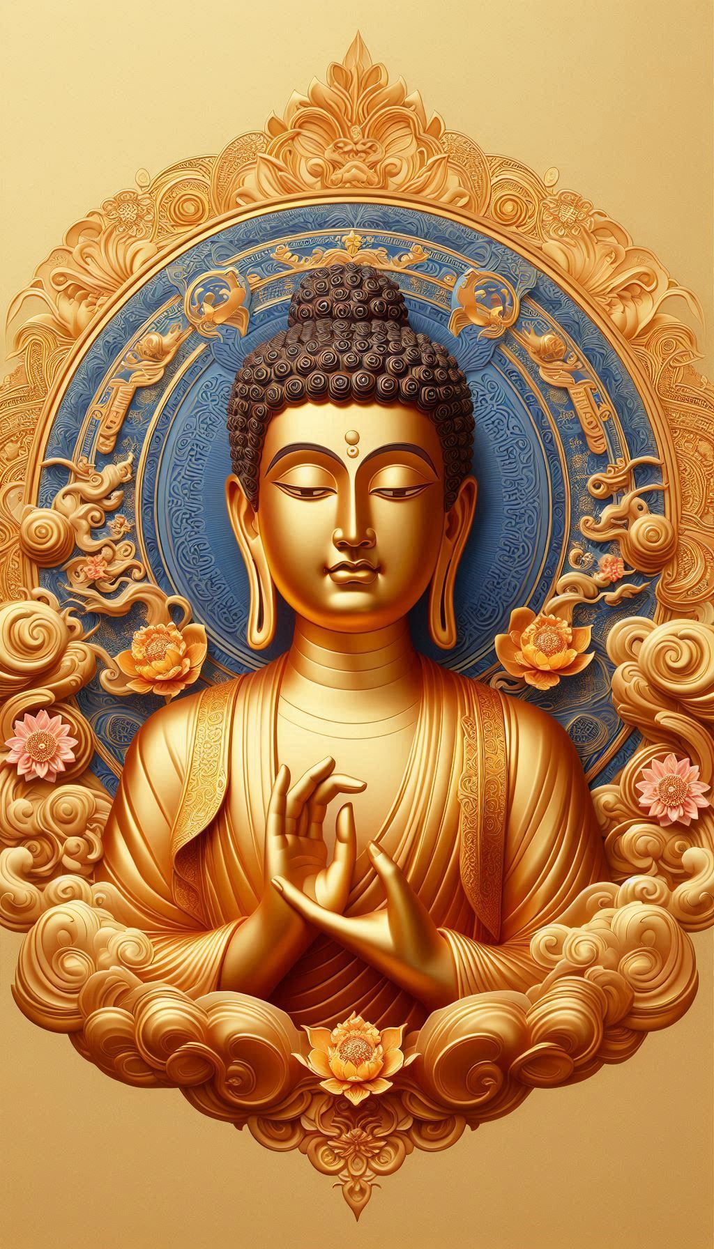 Golden Buddha in meditative pose