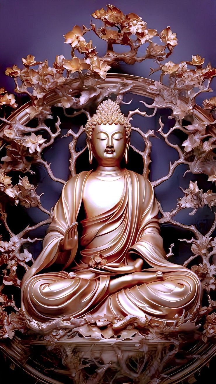 Golden Buddha statue in meditative pose