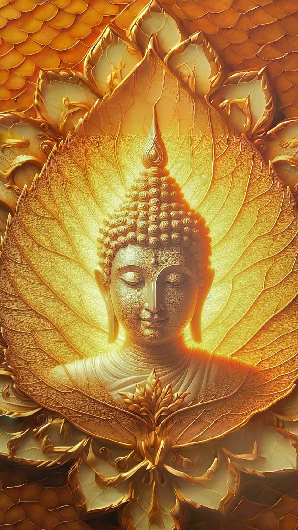 Golden Buddha portrait peaceful meditation