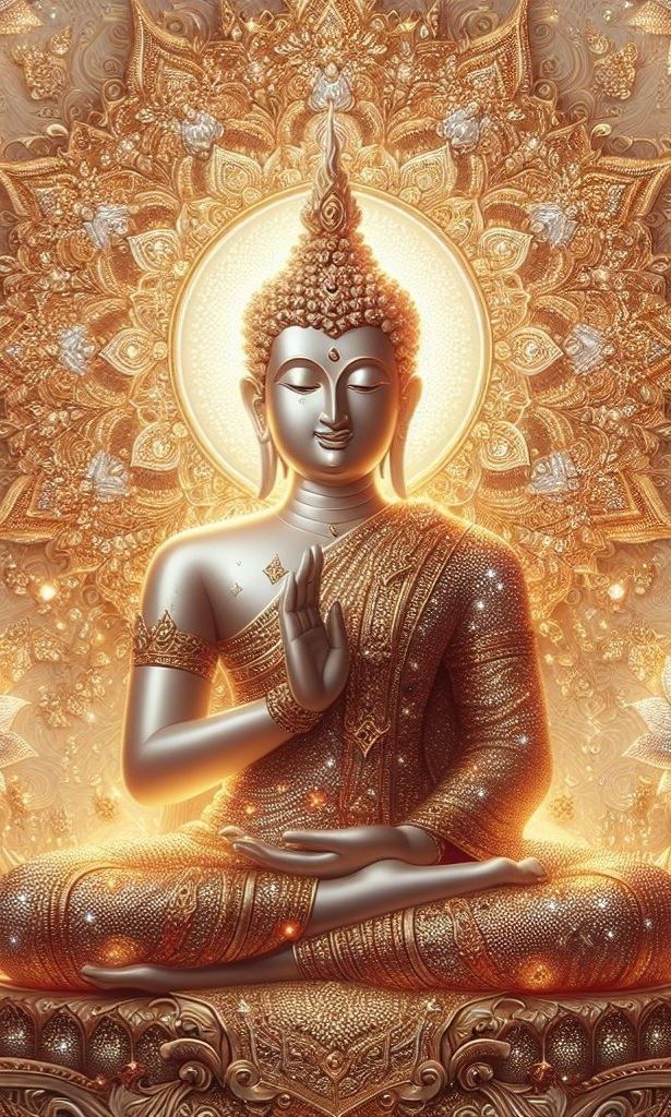 Golden Buddha in meditative pose
