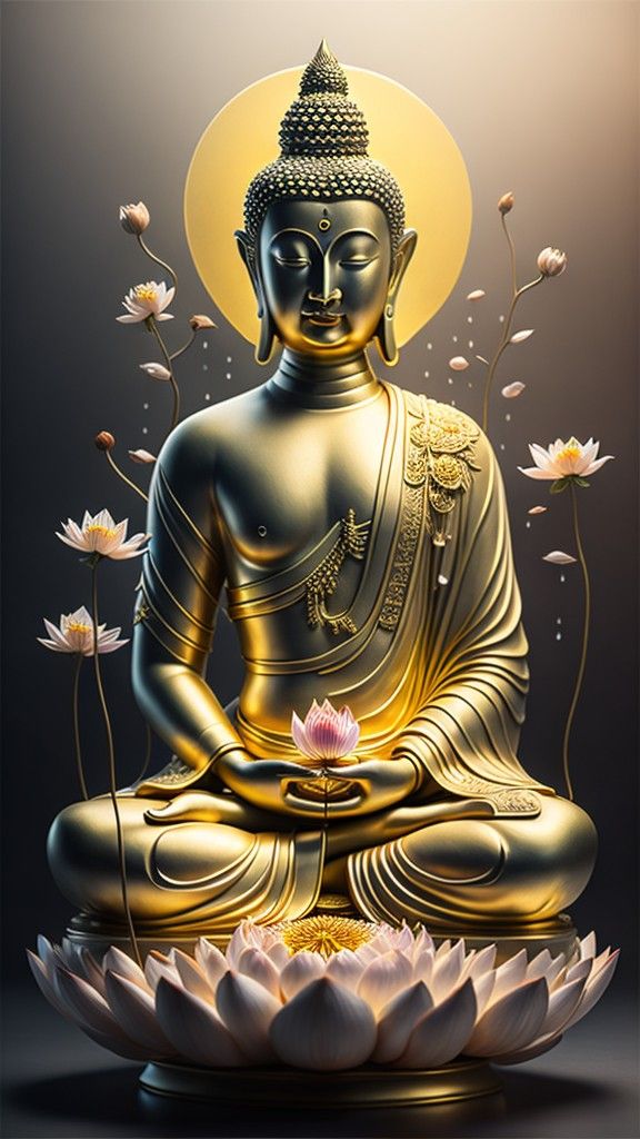 Buddha meditating on a lotus flower
