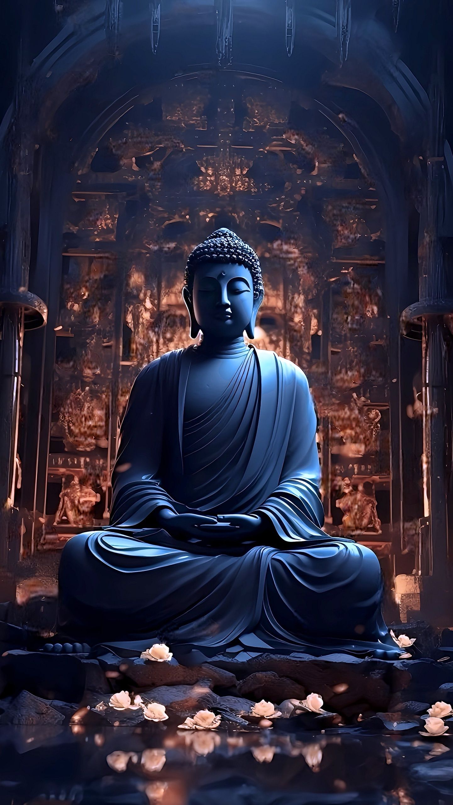 Buddha in meditative pose at temple