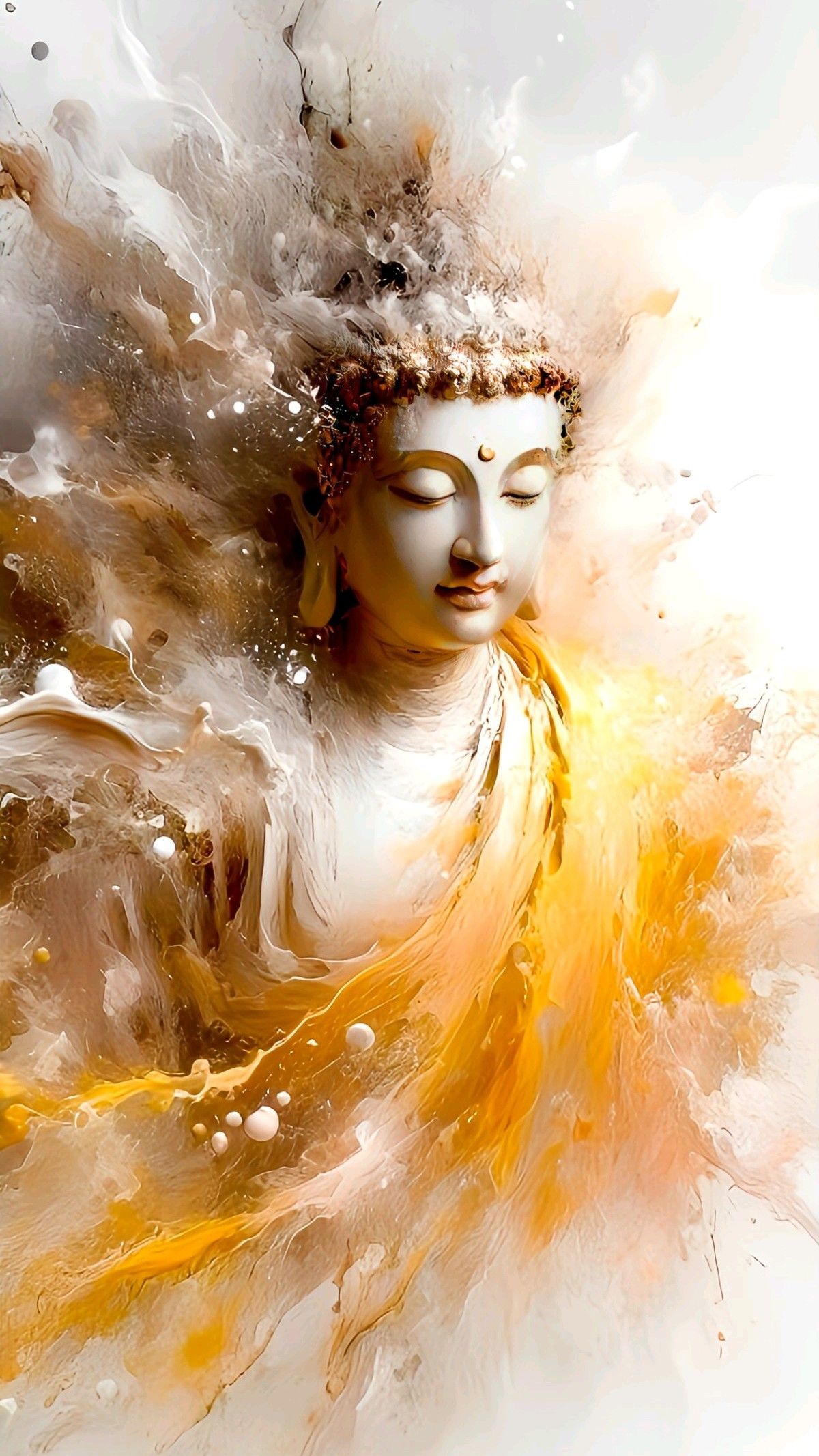 Serene Buddha amidst cosmic energies