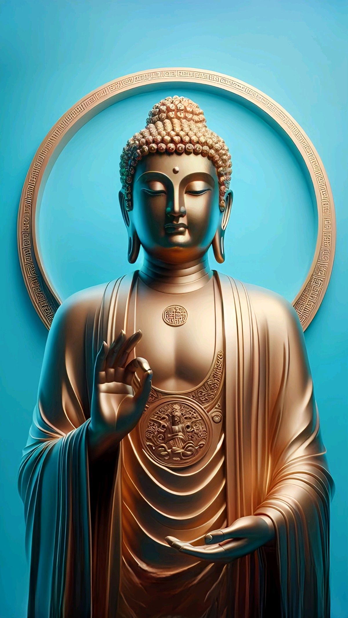 Golden Buddha statue in meditative pose