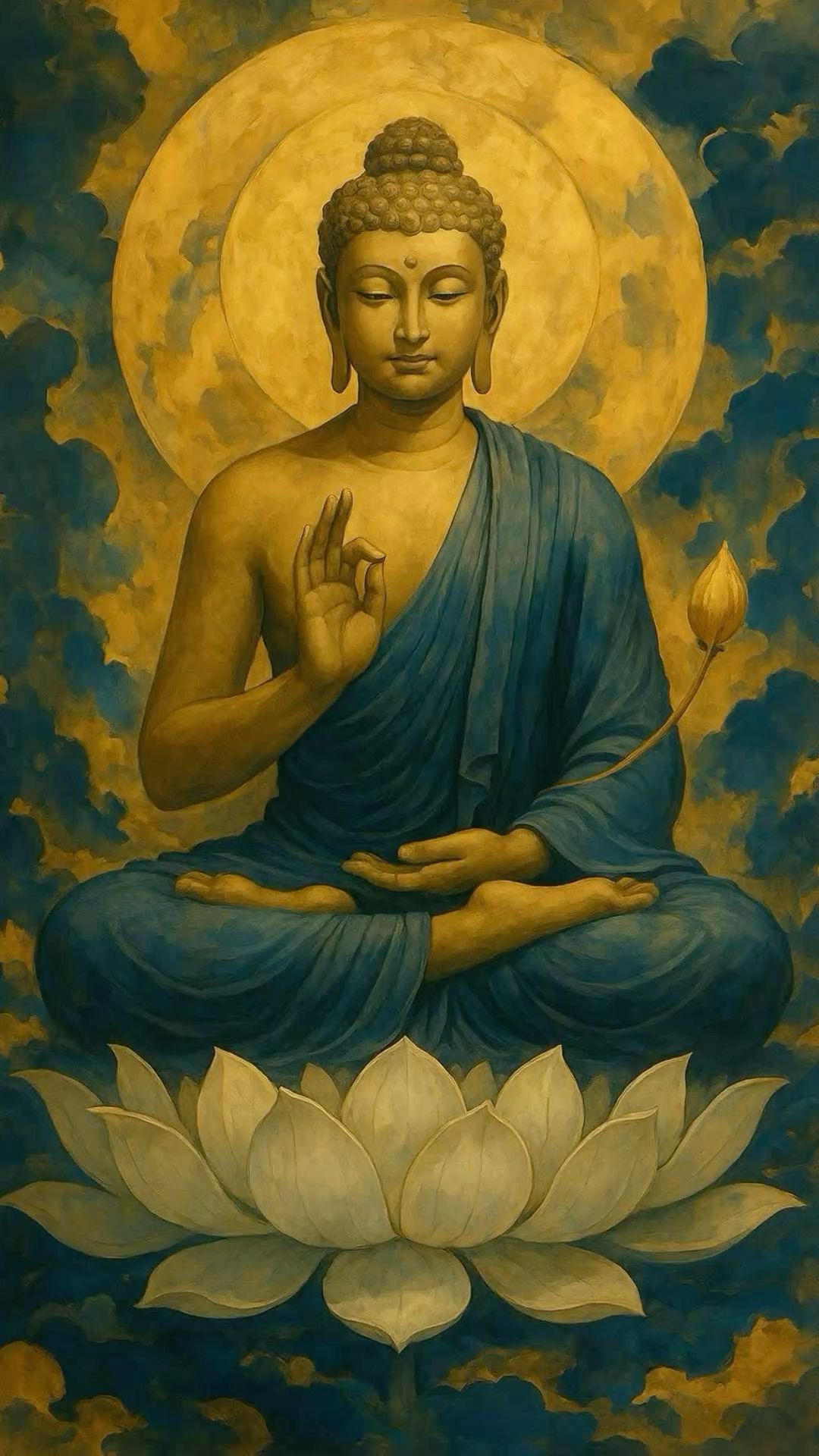 Buddha meditating on lotus flower