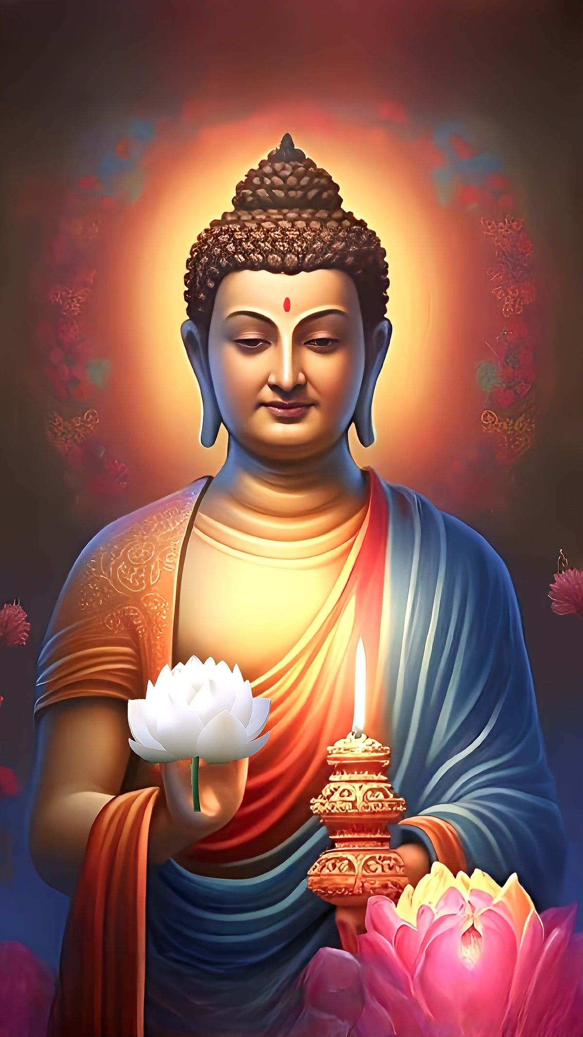 Buddha holding a lotus flower
