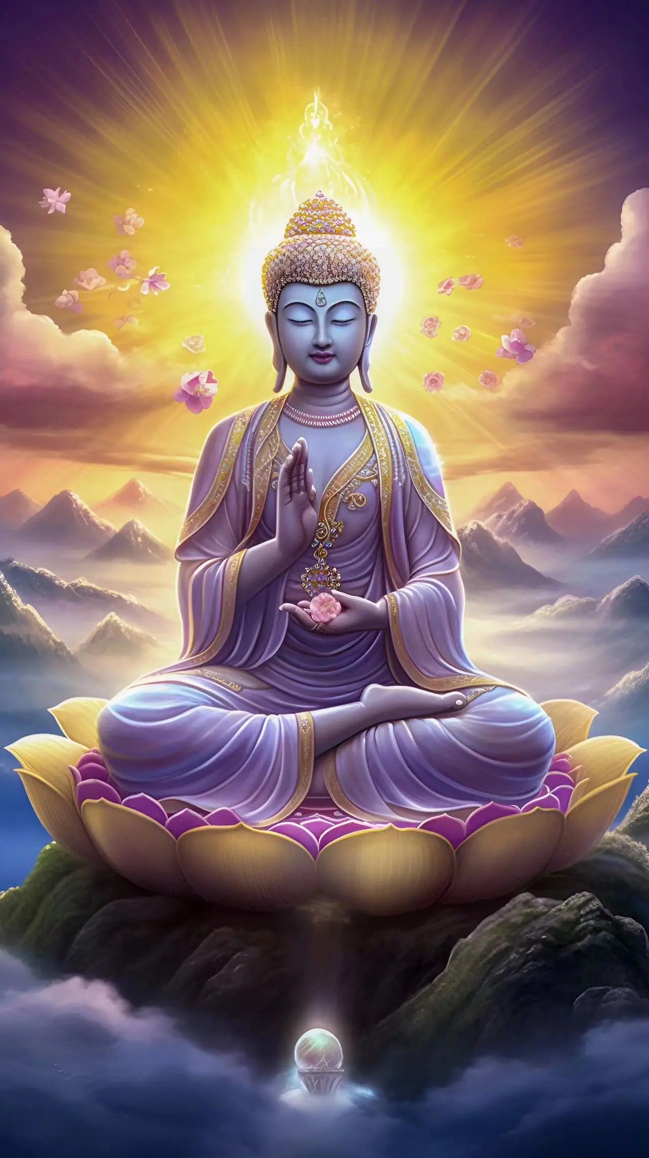 Buddha meditating in lotus position