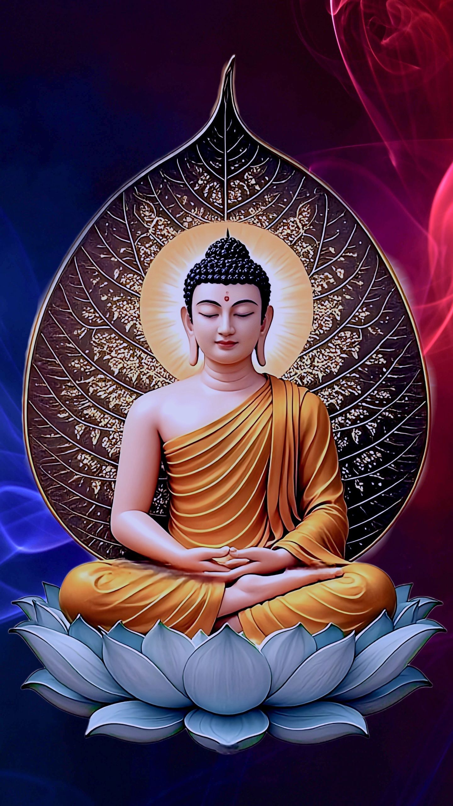 Buddha meditating under Bodhi tree.