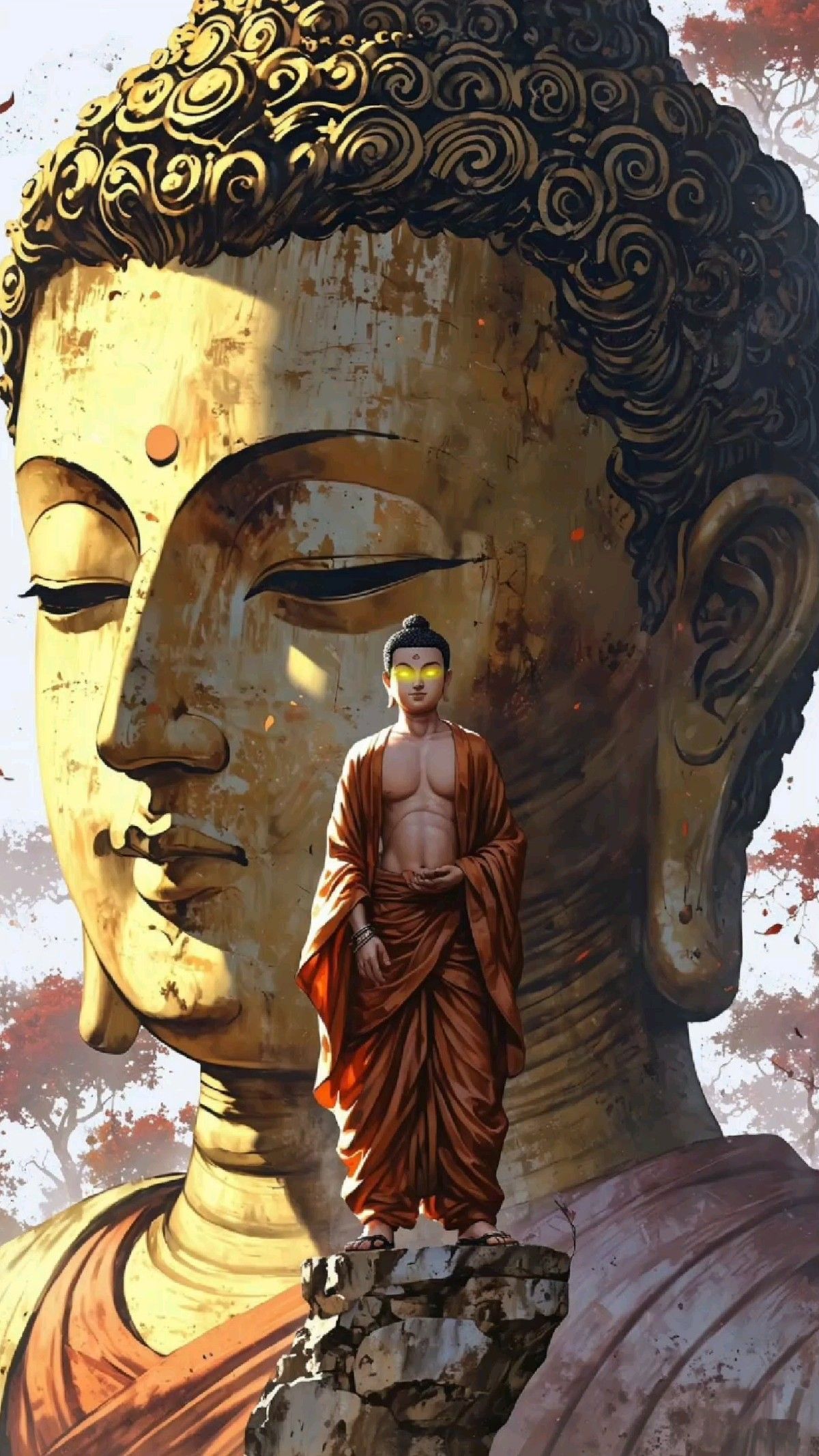 Golden Buddha statue radiates peaceful energy.