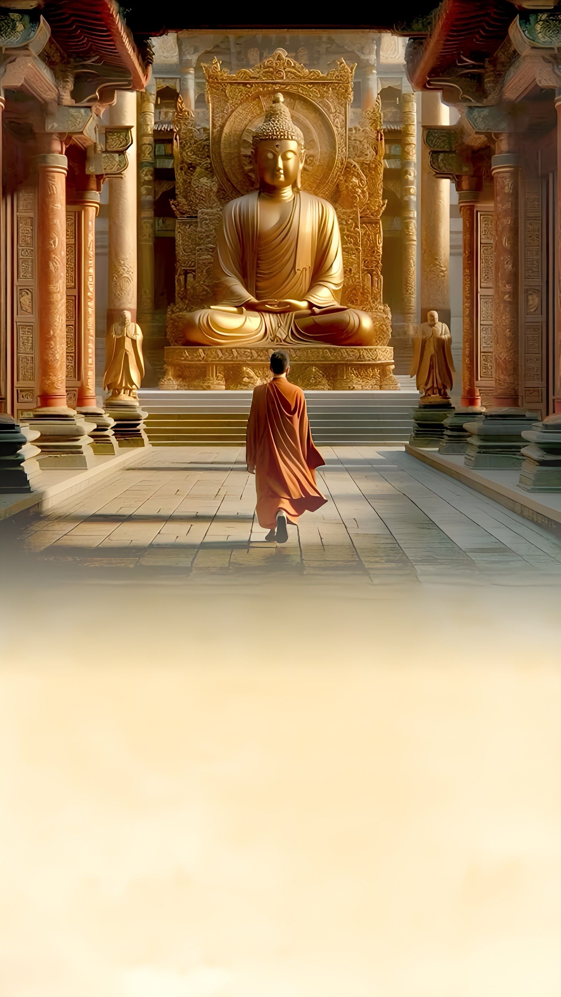 Golden Buddha in a tranquil temple.