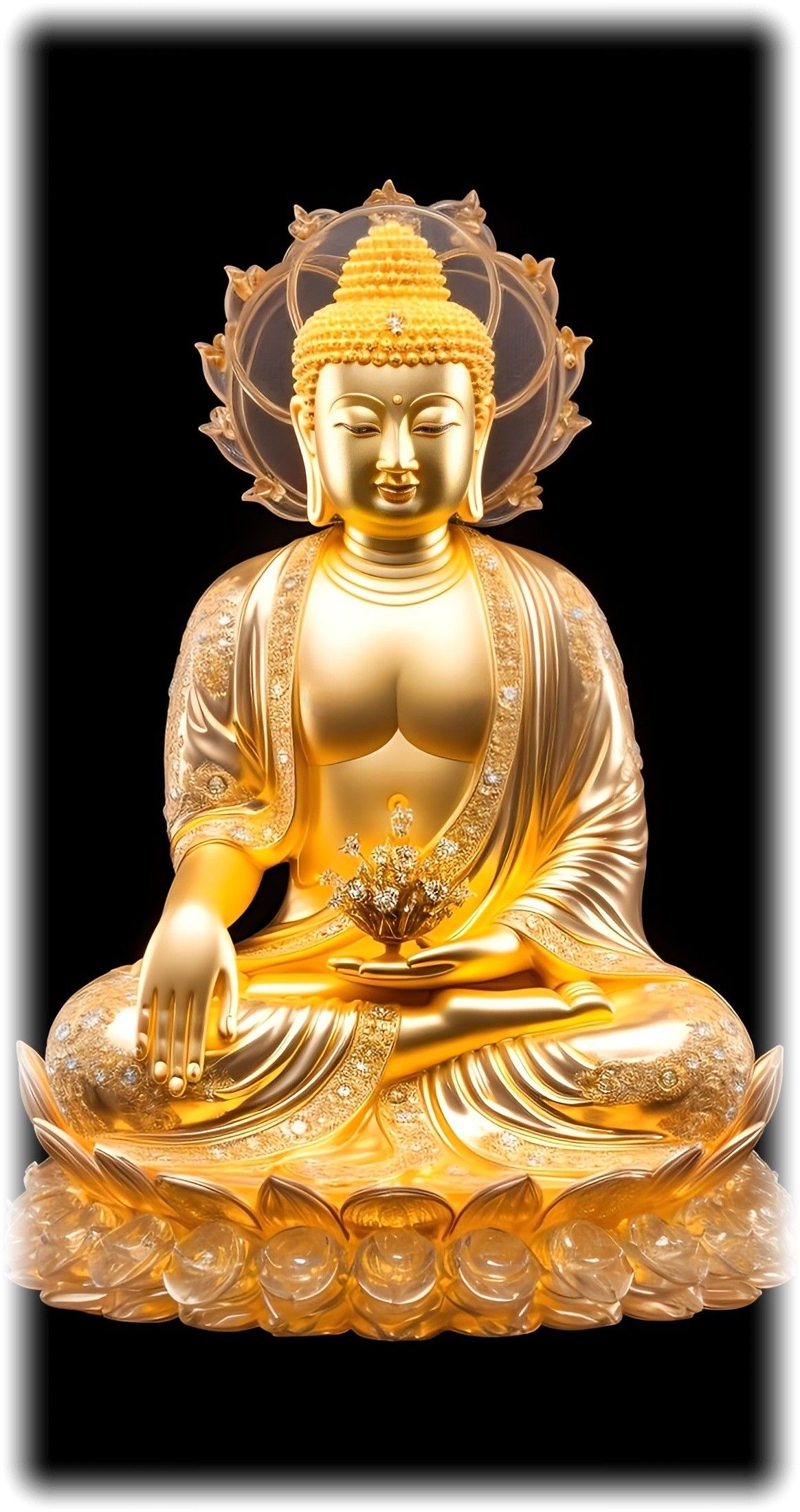 Golden Buddha statue in meditative pose