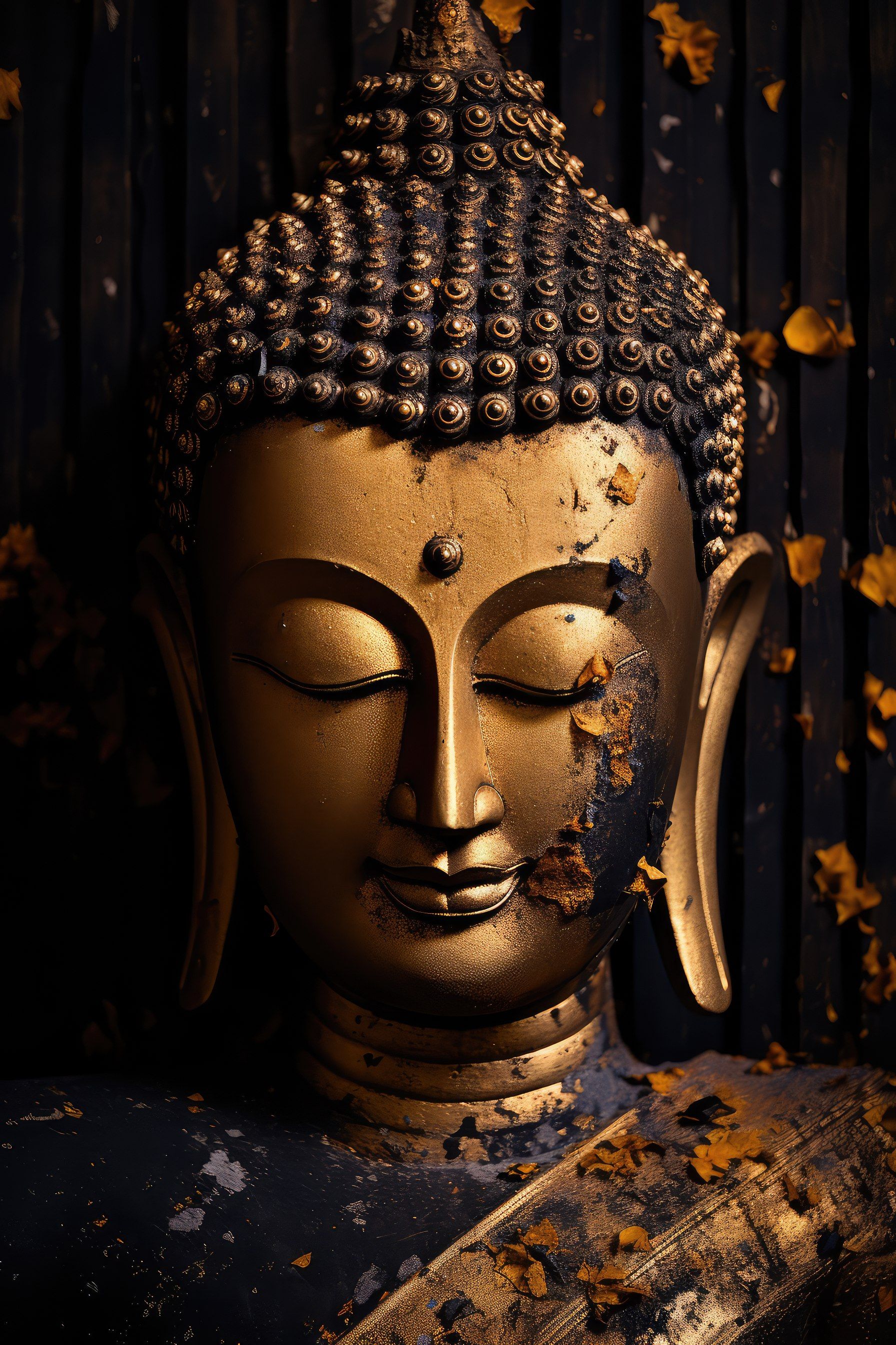 Golden Buddha statue radiating peace.