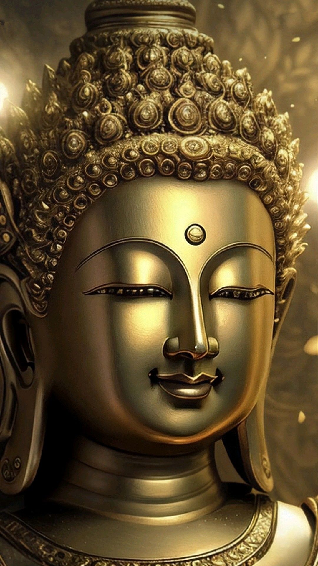 Golden Buddha face serene peaceful image