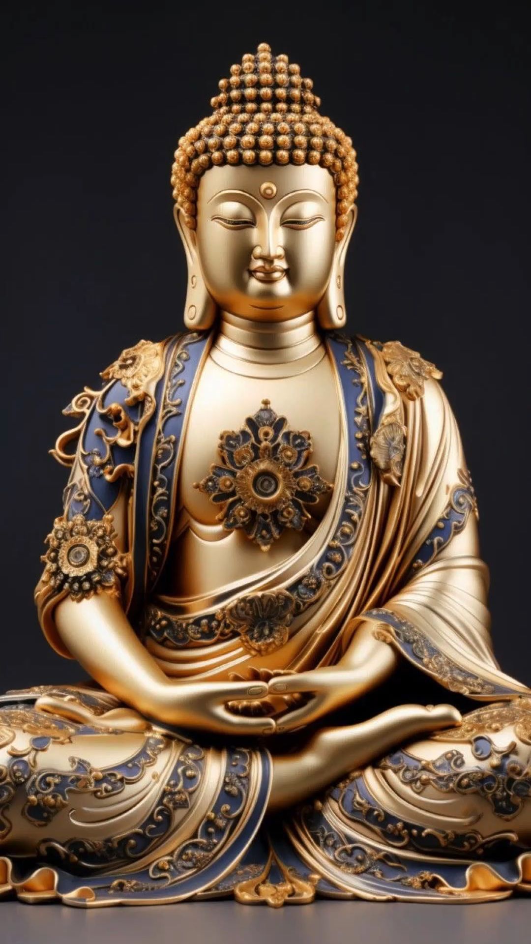 Golden Buddha in peaceful meditation pose
