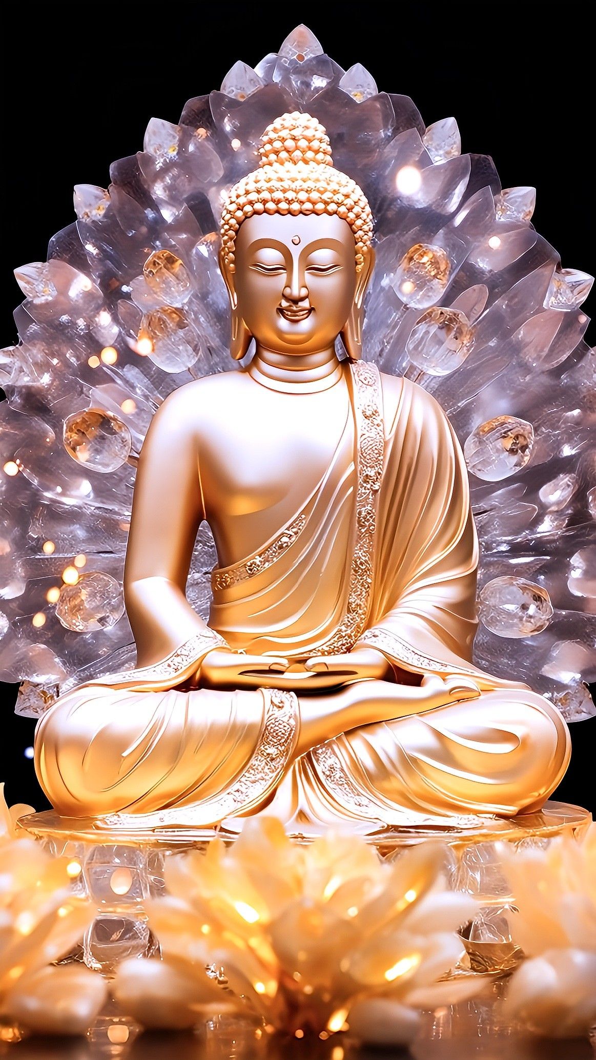 Golden buddha in peaceful meditation pose