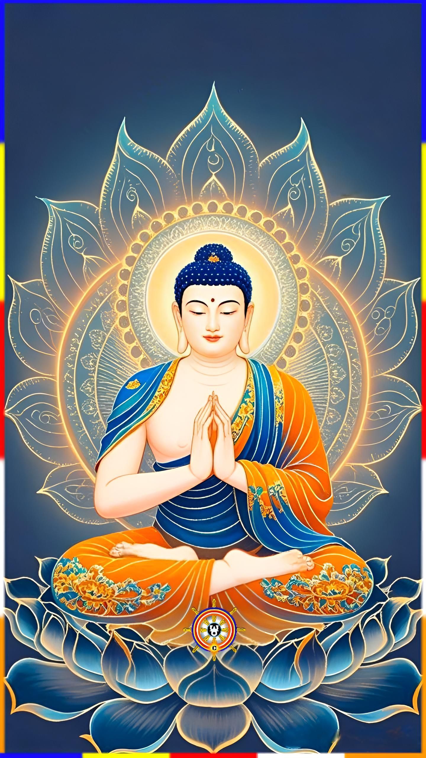 Buddha meditating in golden lotus pose