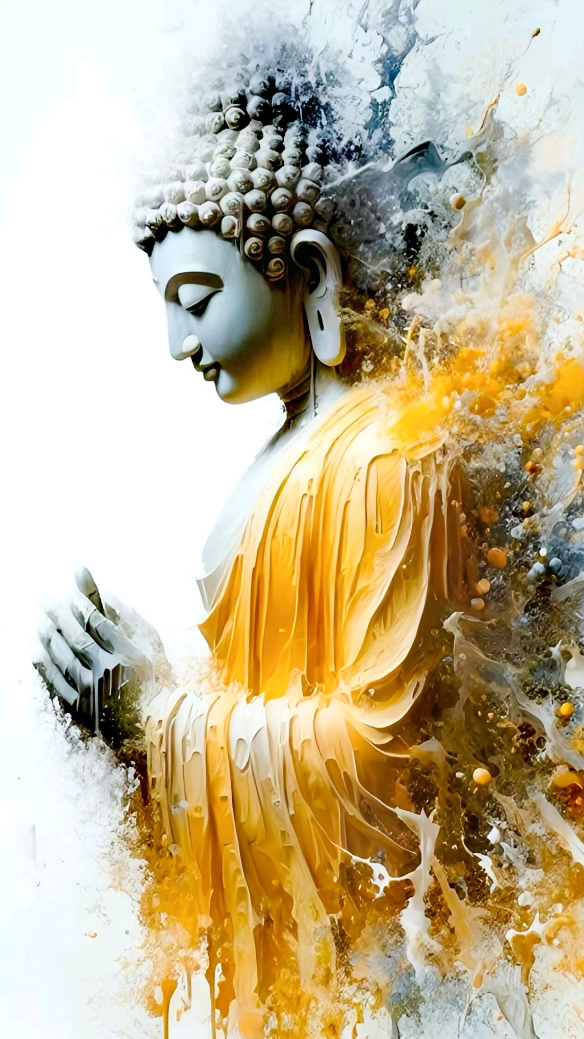 Golden Buddha statue with flowing energy