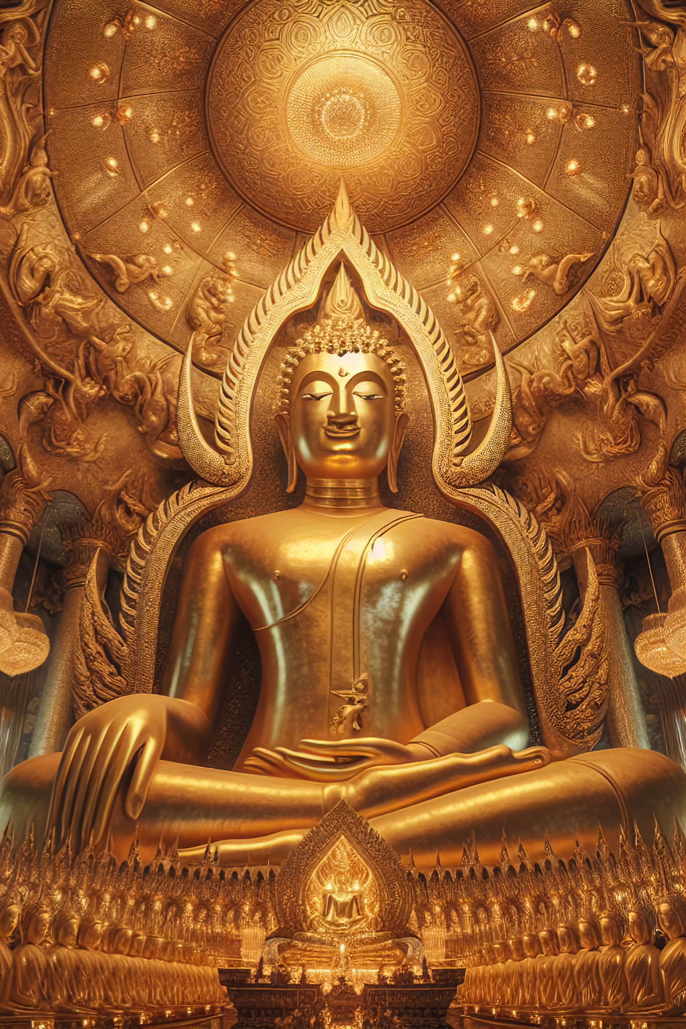 Golden Buddha statue radiates peace and calm