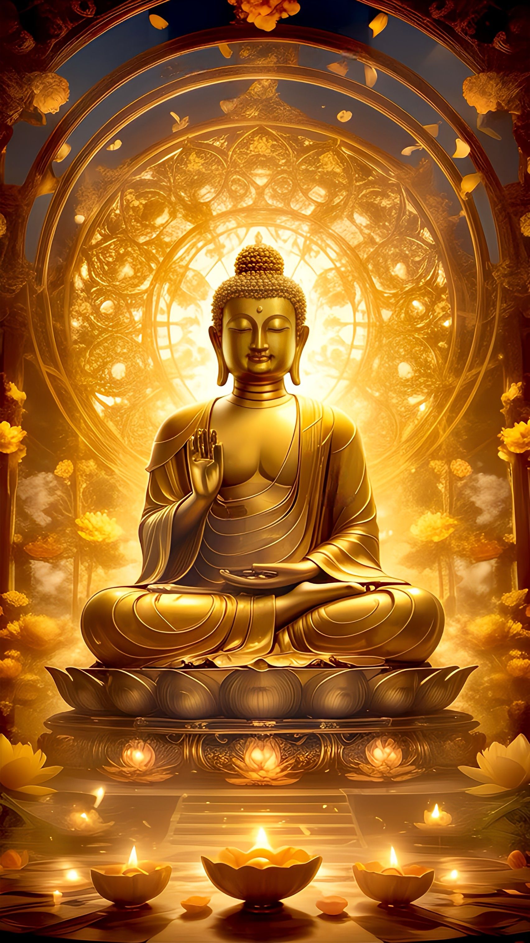 Golden Buddha in meditative pose