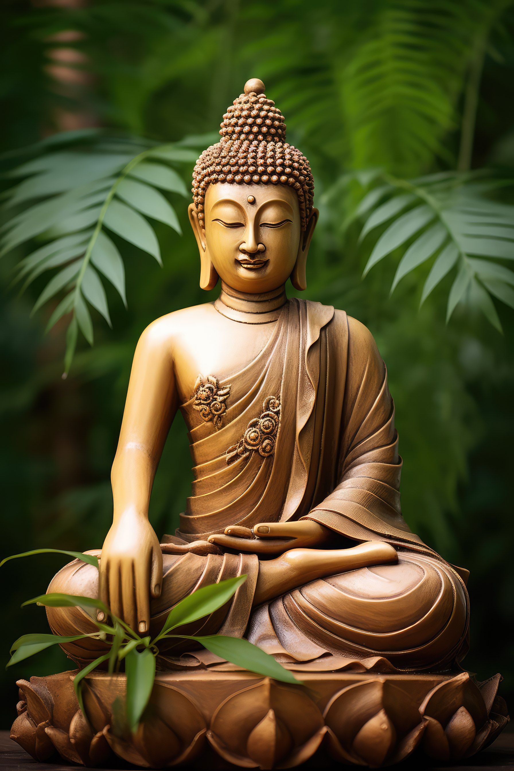 Golden Buddha statue in meditative pose