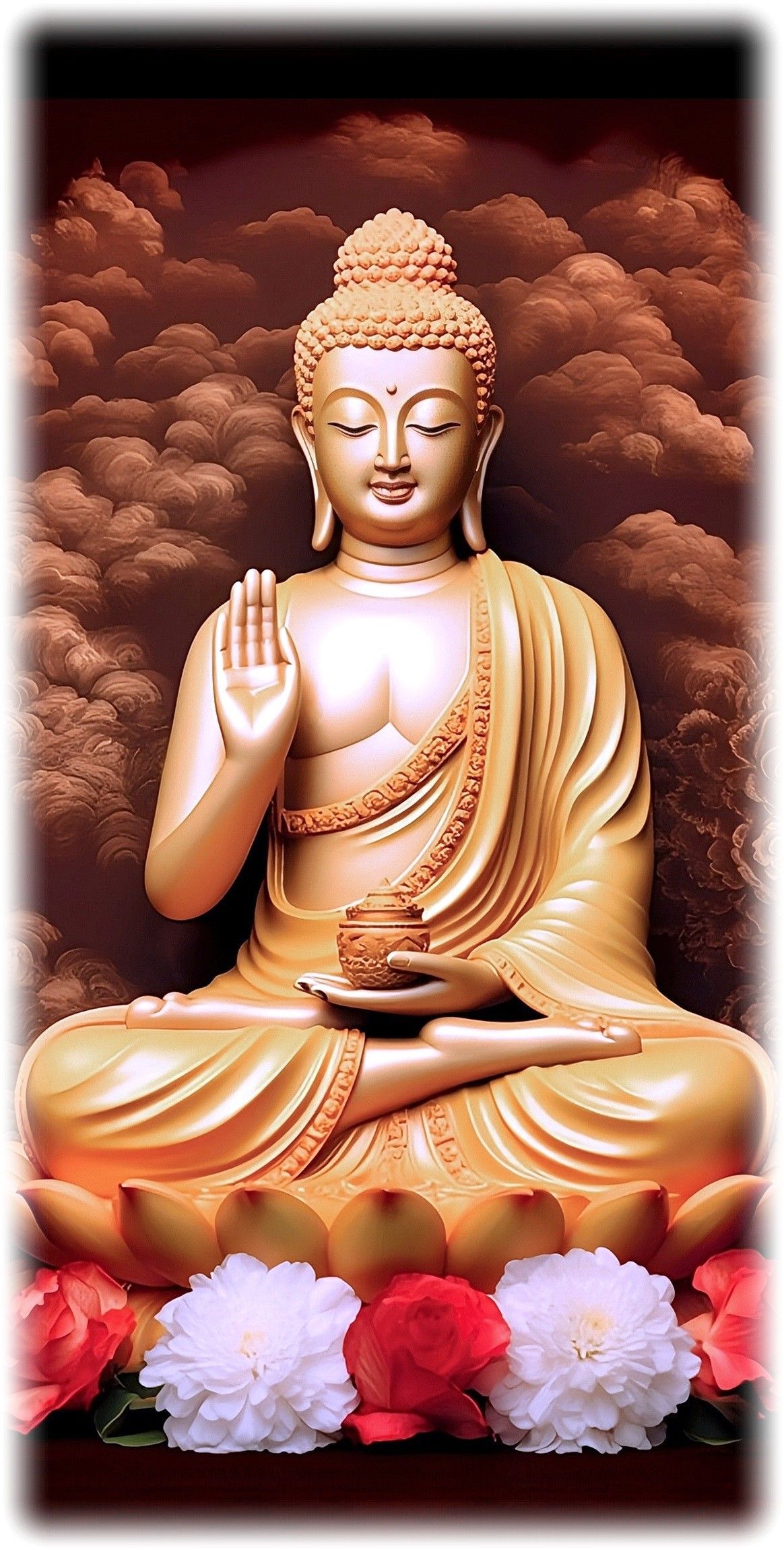 Golden Buddha in meditative pose.