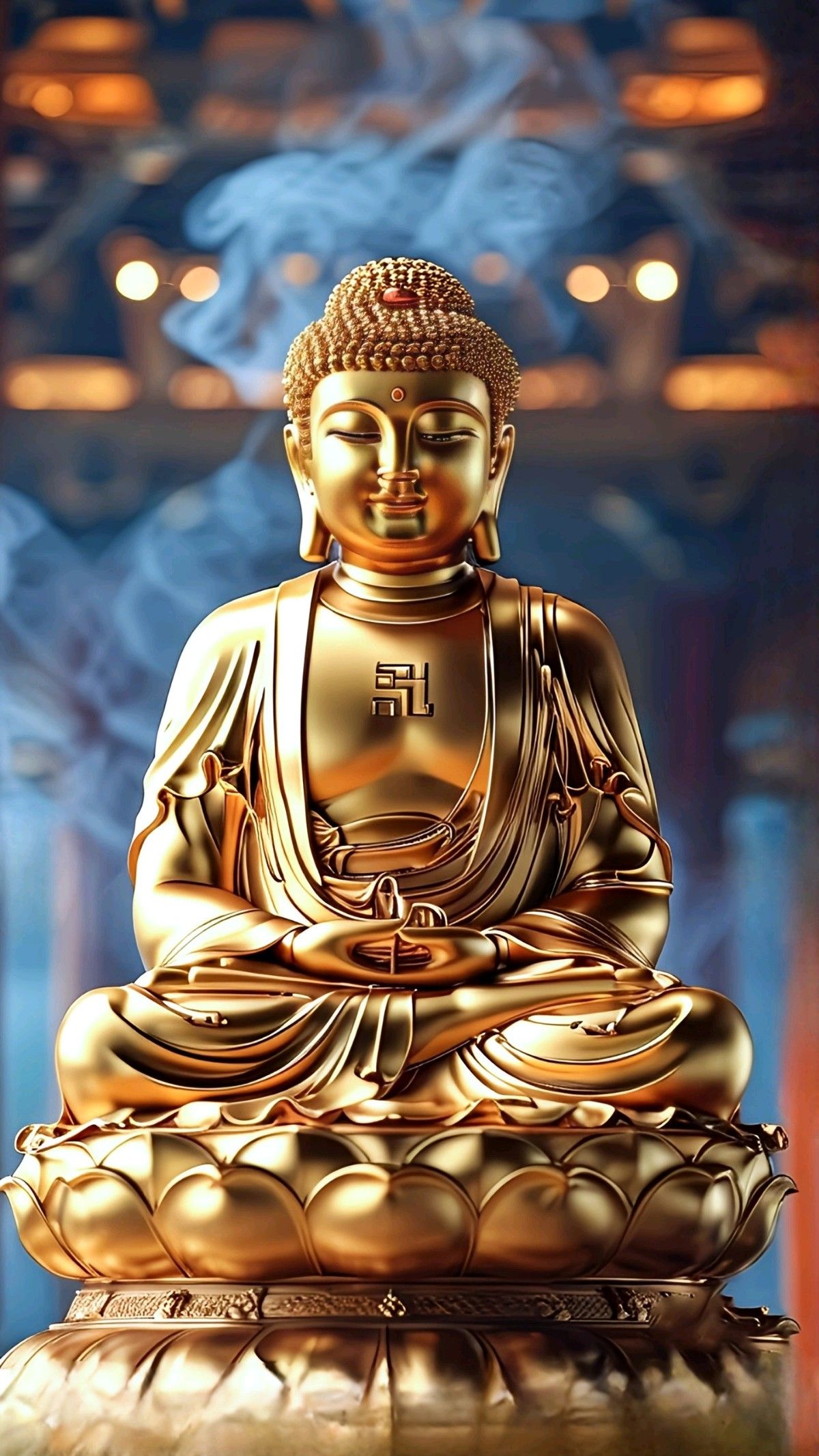 Golden Buddha statue in meditative pose