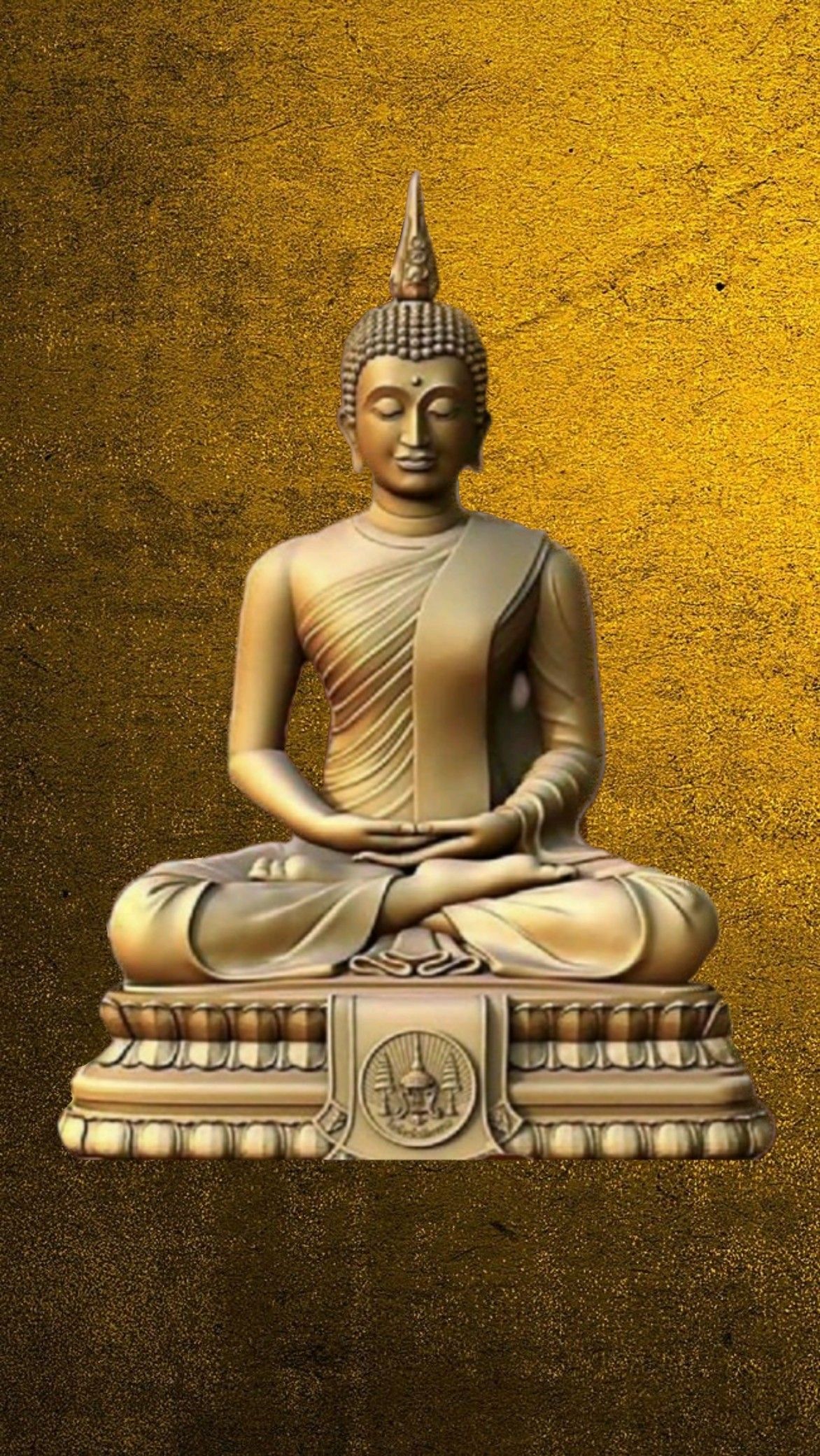 Golden Buddha statue in meditative pose