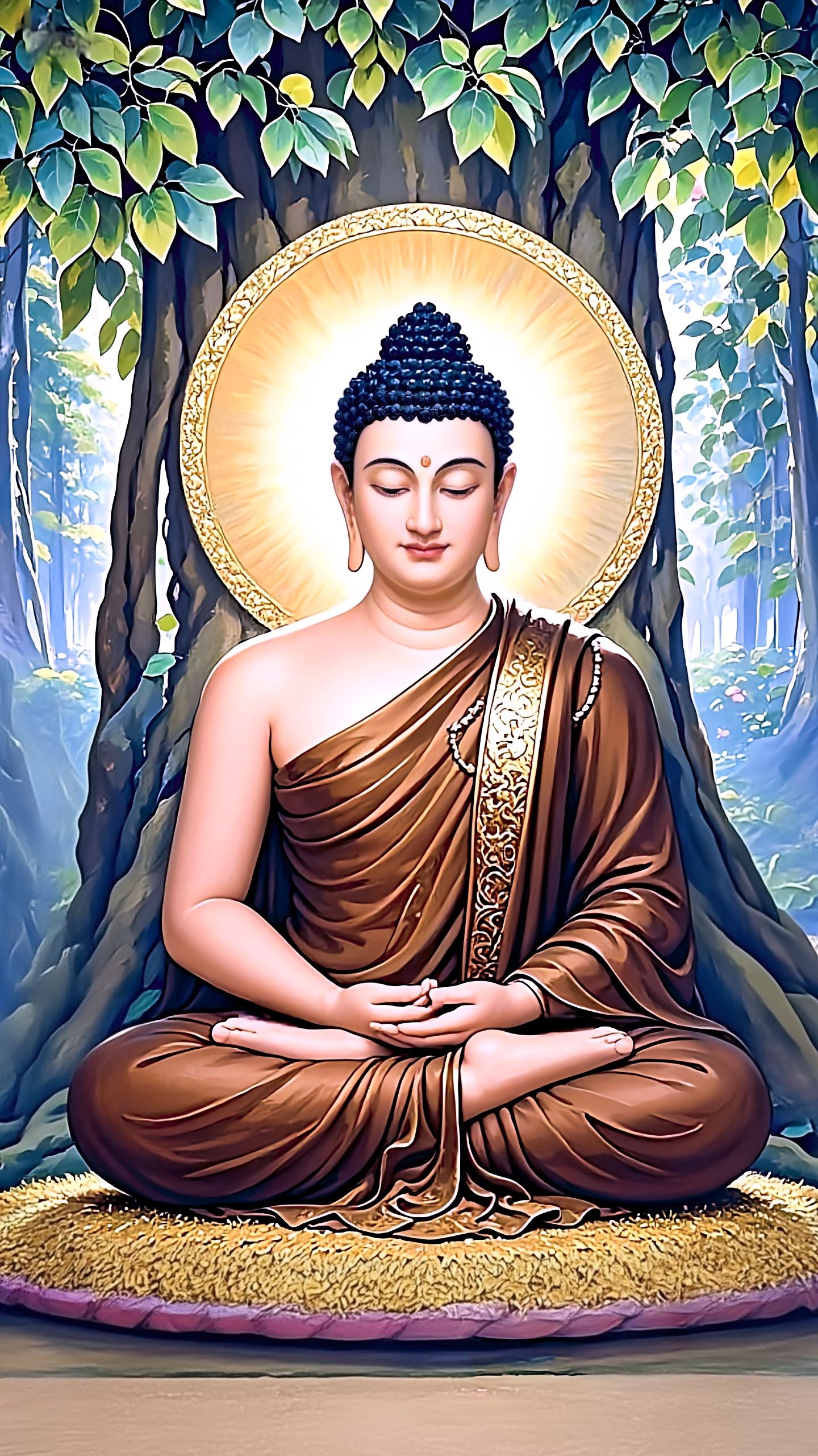 Buddha meditating beneath the Bodhi tree