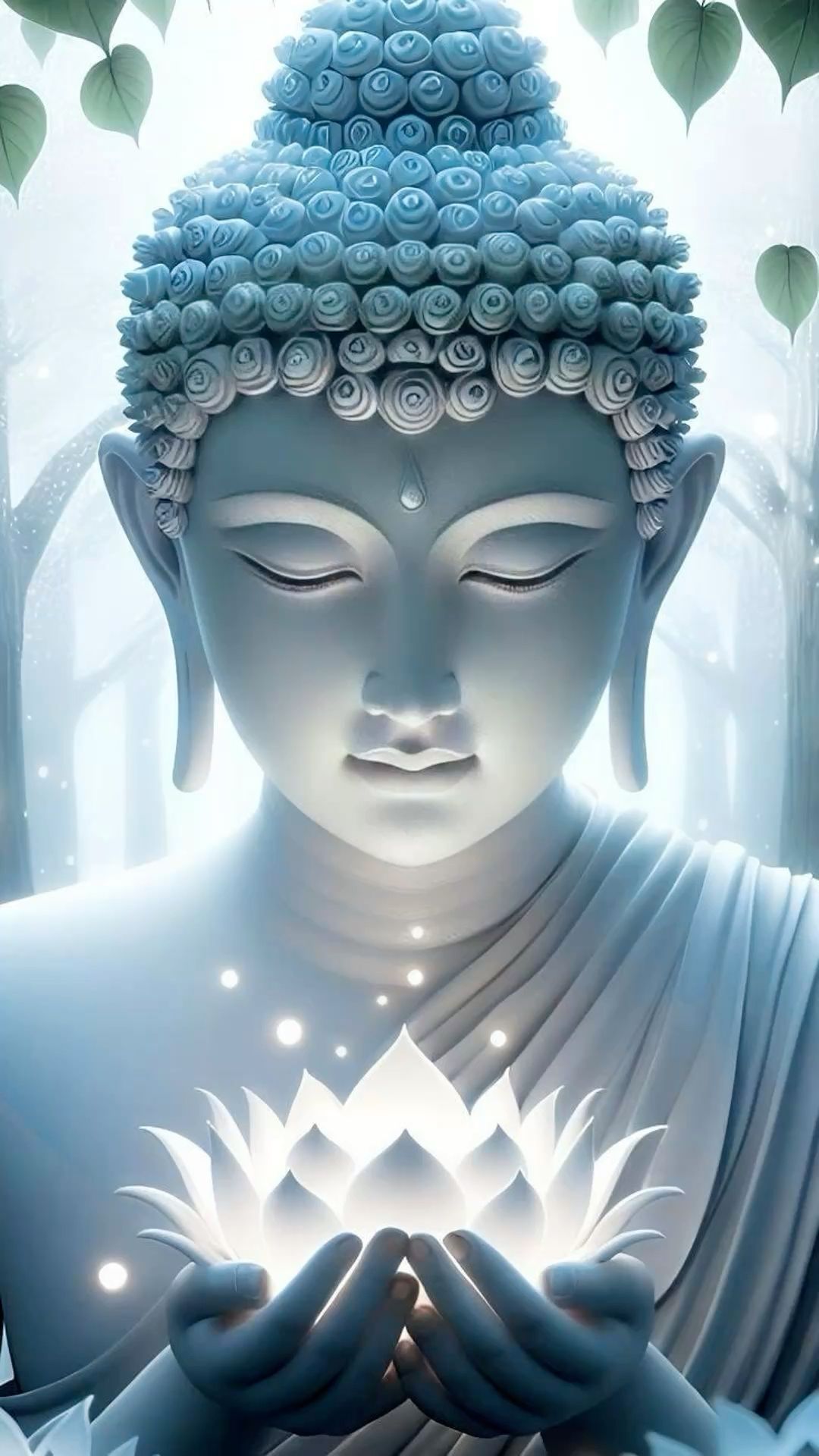 Buddha holding a lotus flower.