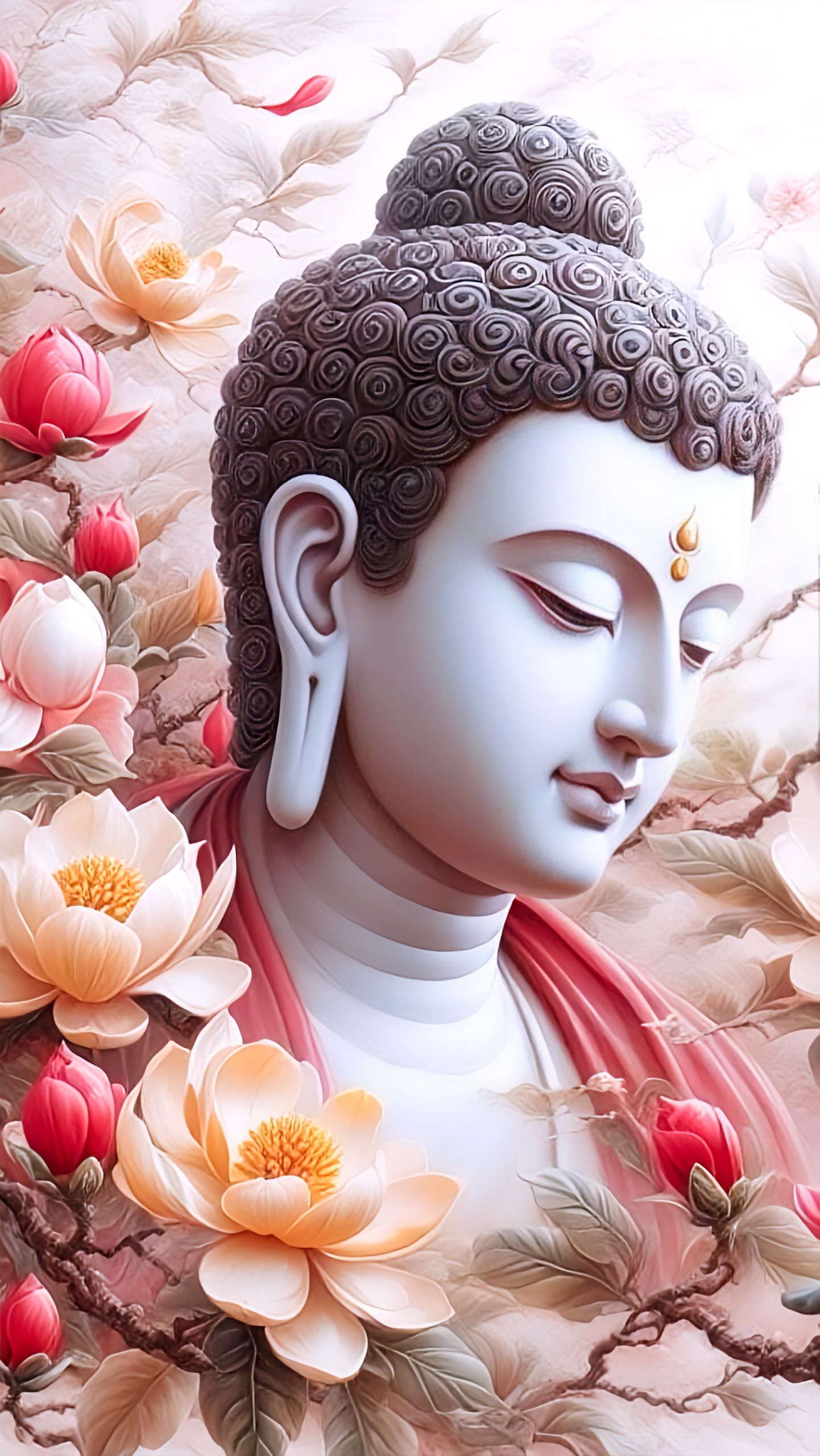 Buddha amidst blossoming lotus flowers