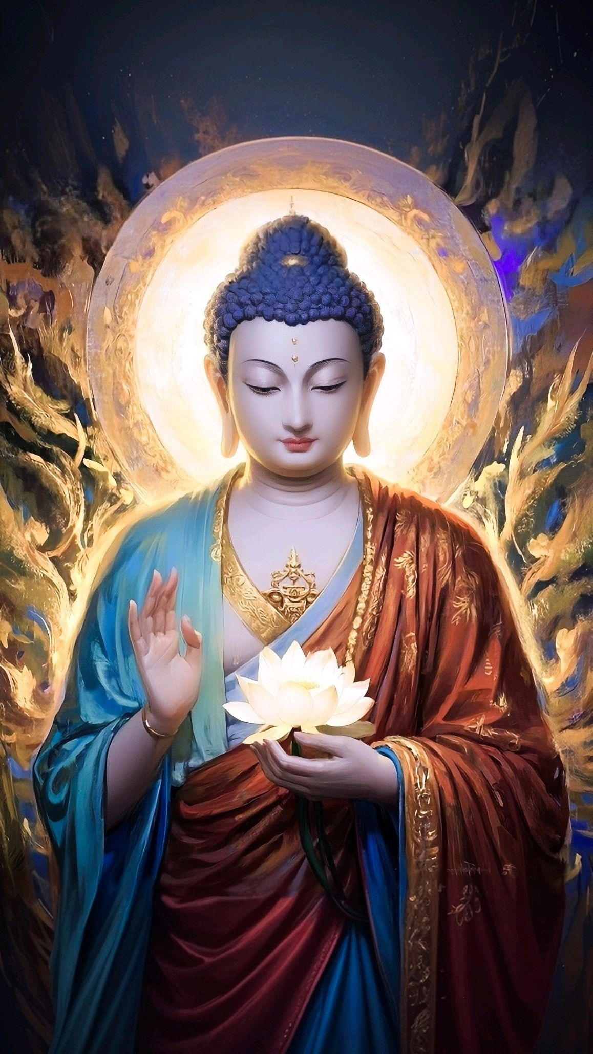 Buddha holding a lotus flower