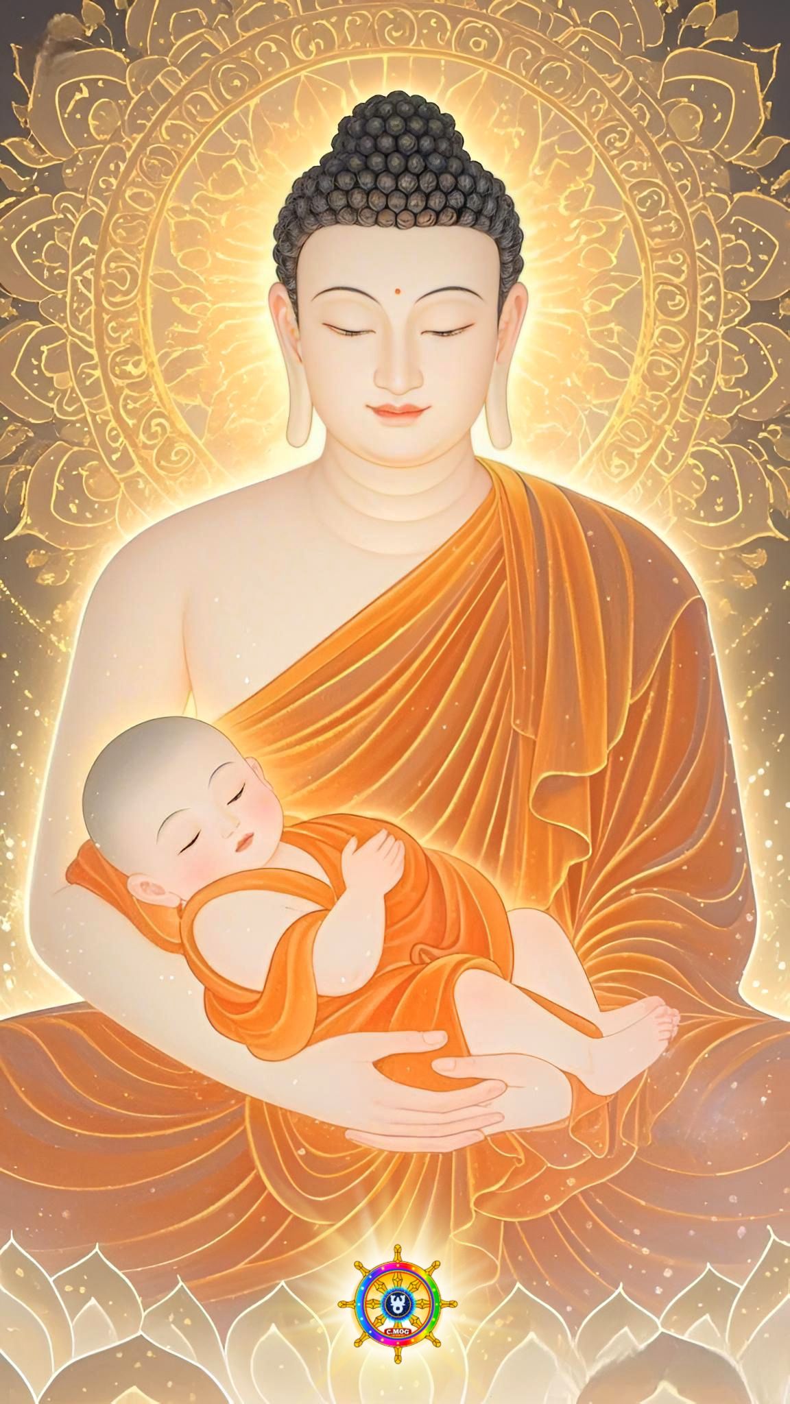 Buddha holding a sleeping child