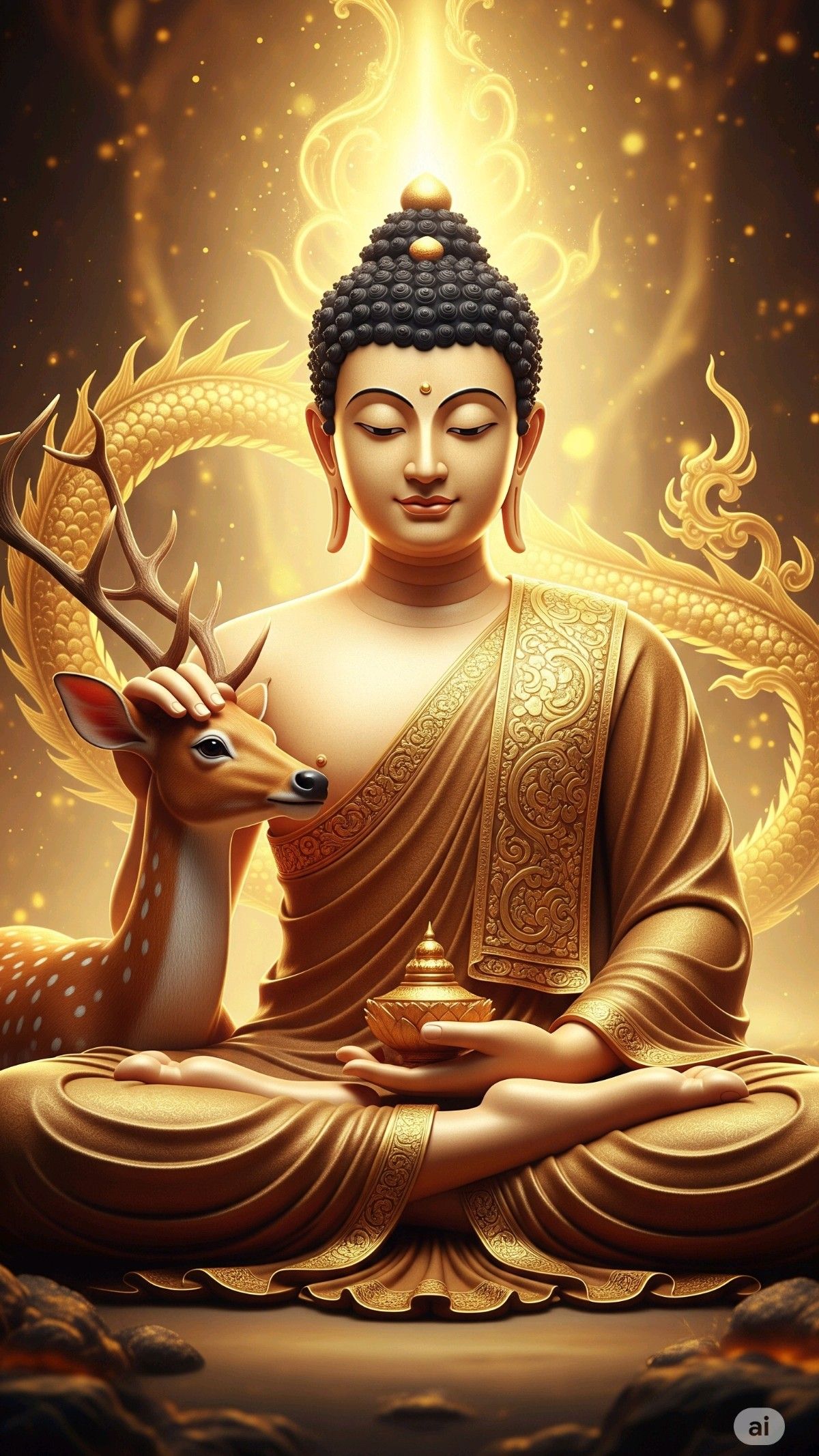 Buddha in peaceful meditative posture.