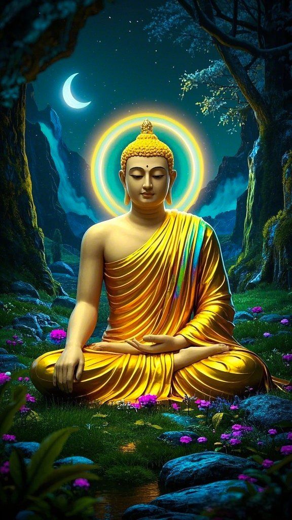 Buddha meditating in lotus position