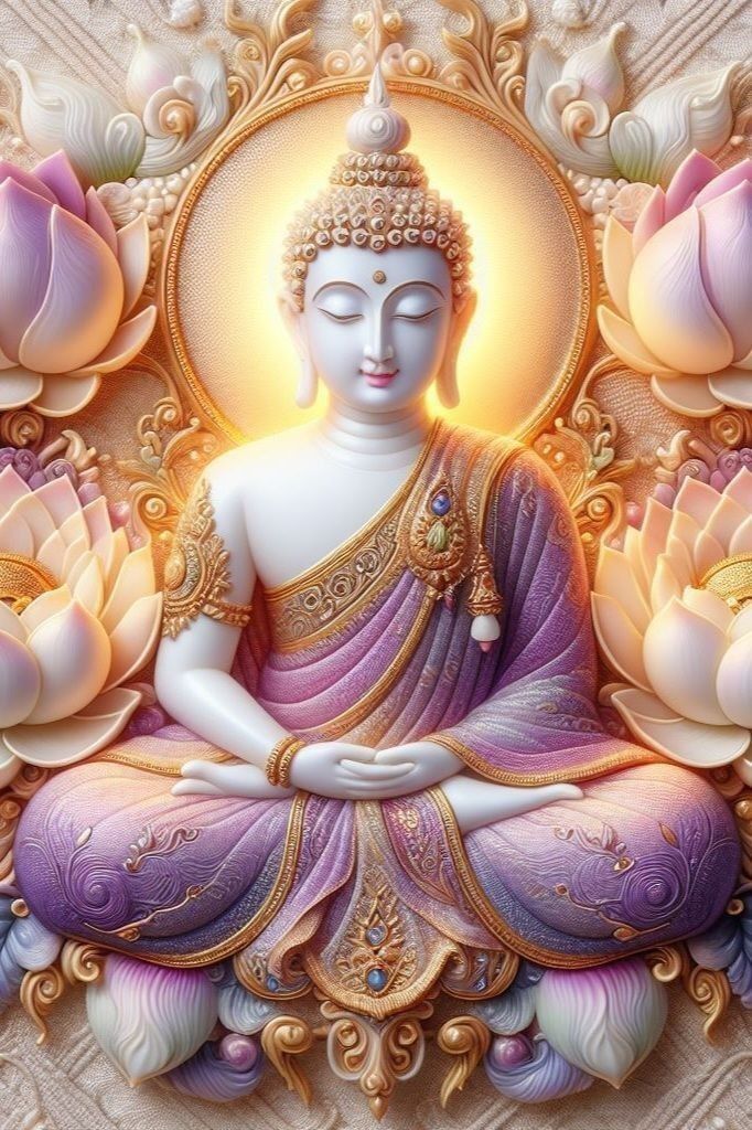 Buddha in lotus position, serene glow